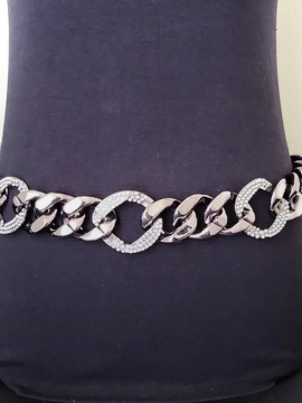 Wide Chain Belt Acrylic Large Metallic Links Metal Pave' Rhinestone Links 27
